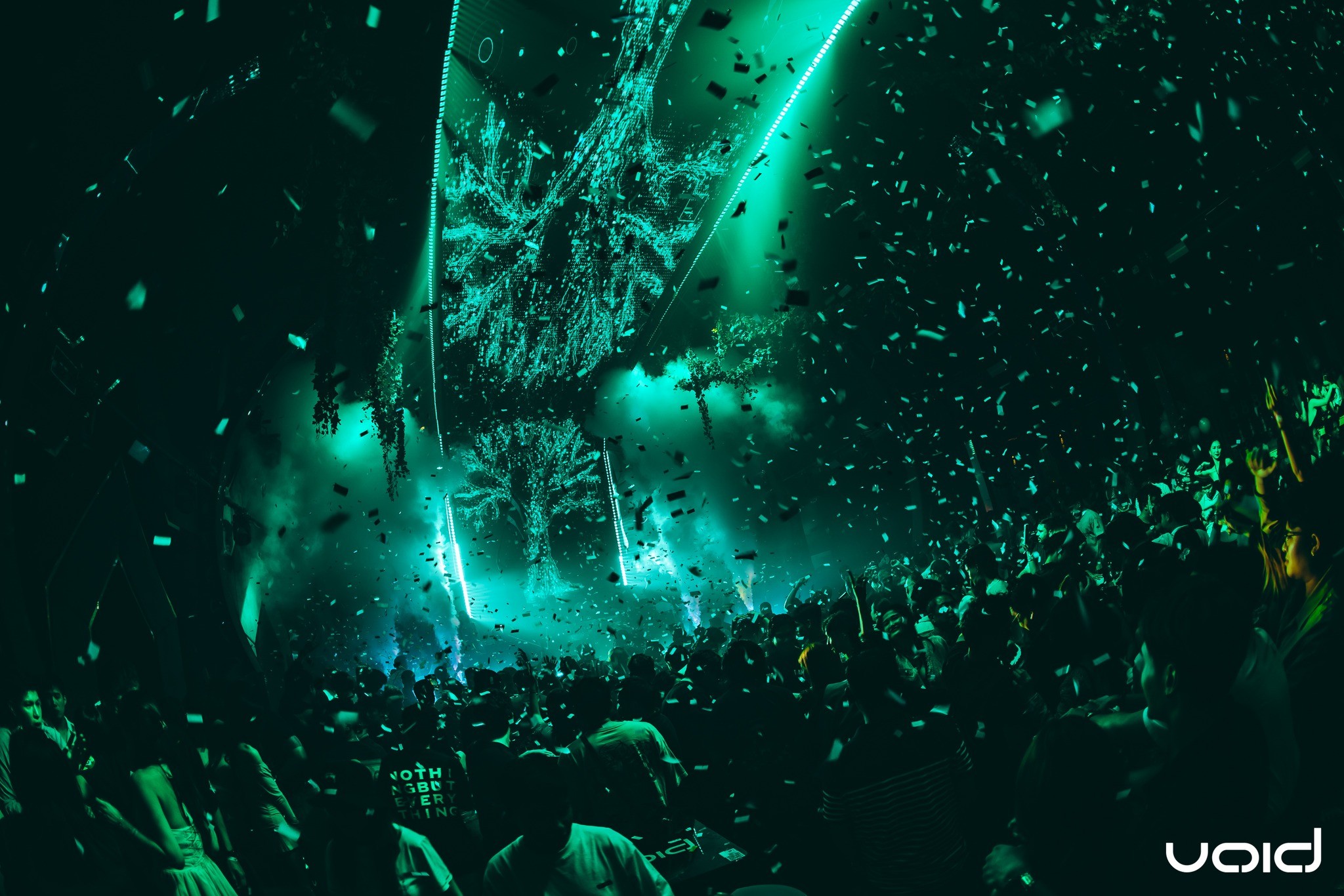 VOID CLUB Bangkok main stage featuring 26m 6K LED wall, festival-grade laser system, and immersive lighting setup at RCA Rama 9