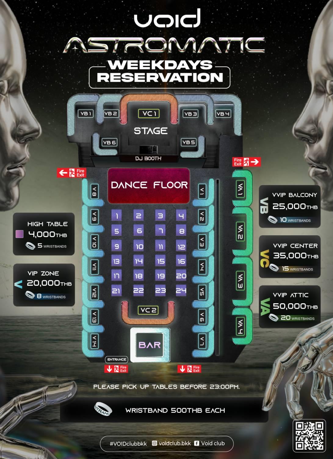 VOID Club Bangkok floor plan - weekdays