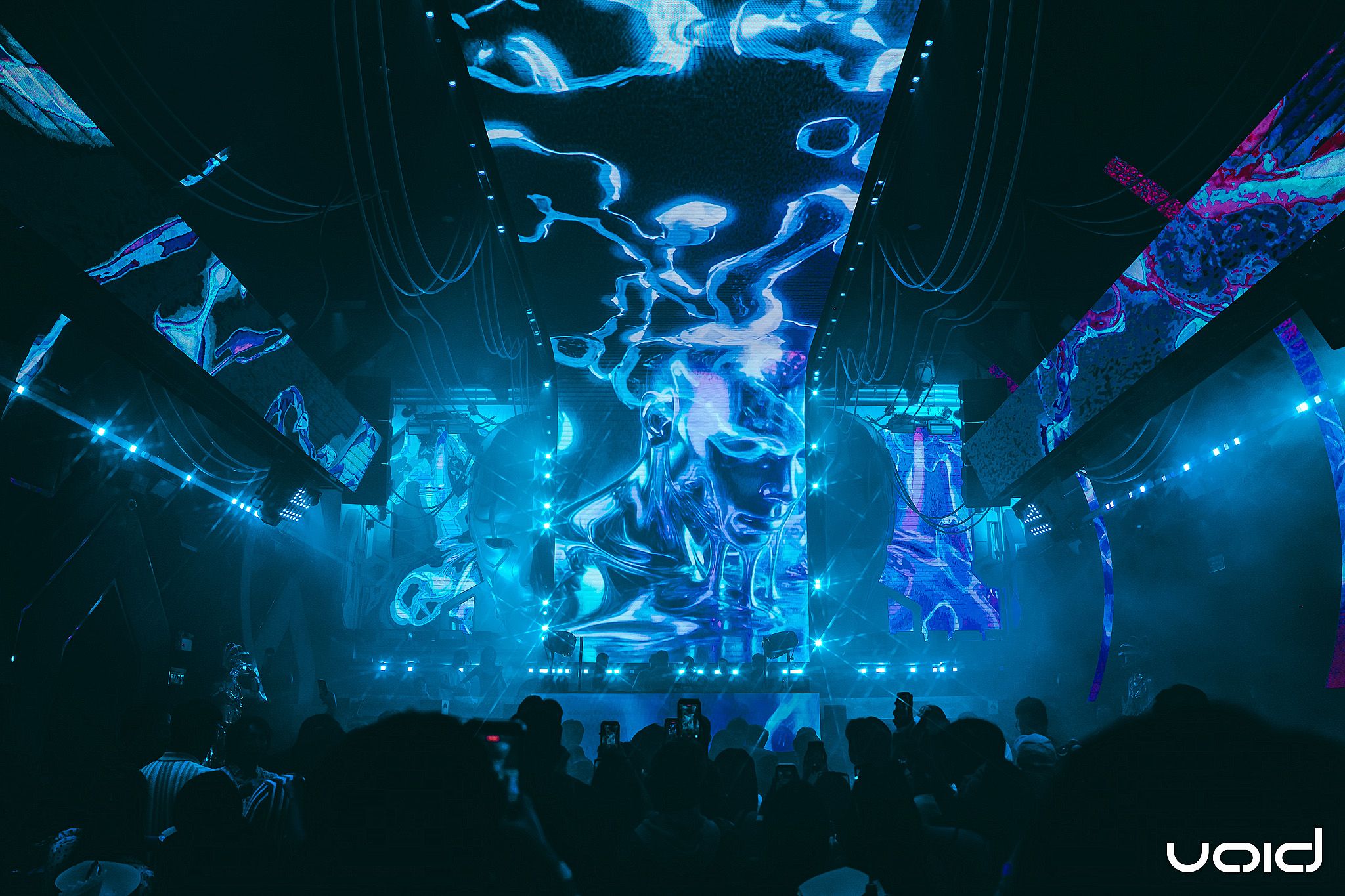 VOID CLUB Bangkok main stage featuring 26m 6K LED wall, festival-grade laser system, and immersive lighting setup at RCA Rama 9